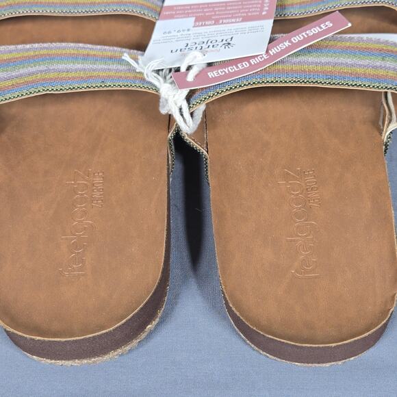 Feelgoodz Shoes Womens 8 NEW Brown Jungle Zensole Vistas Vegan Slide Sandals - Picture 4 of 6